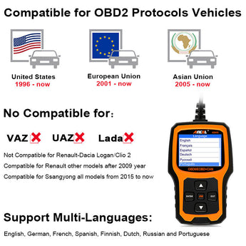 Ancel AD410 Car Diagnostic Tool OBD2 Automotive Scanner Supports Multi-languages Diagnostic OBD 2 Diagnostic Scanner for Car
