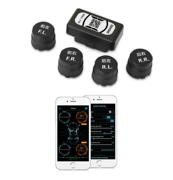 Car TPMS Tire Pressure Monitoring System with Four Wireless External TPMS Sensor Tire Pressure Alarm Tyre Pressure Tool BLE TPMS