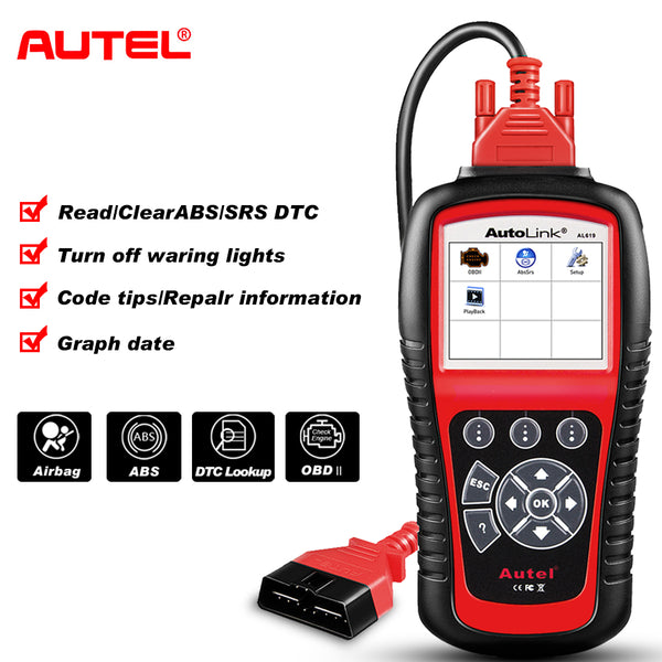 Autel Autolink AL619 ABS/SRS + CAN OBD2 Scan Tool Update Online Autel AL619  OBDII Scanner Auto Code Reader Scanner Automotive